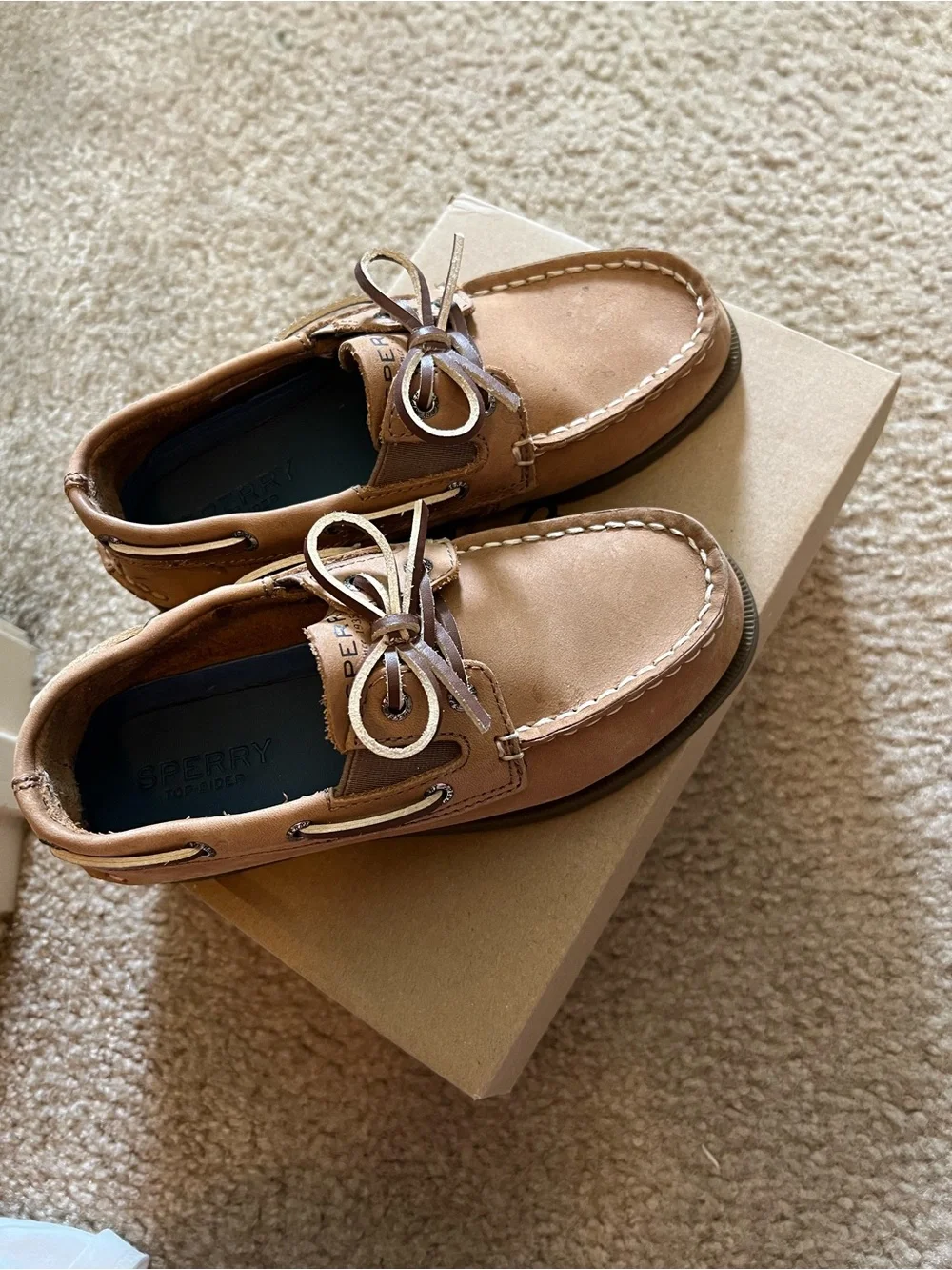 Sperry Brown Cardboard Shoe Box with Navy Logo